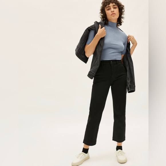 Everlane The Straight Leg Crop Black Jeans Size 6 - Picture 2 of 10